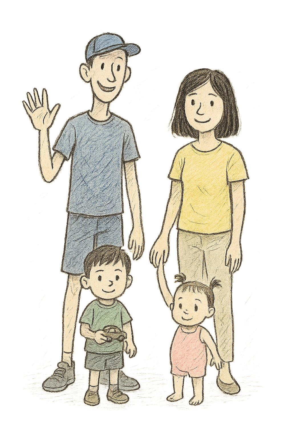 A simple hand-drawn family sketch of Nicholas and family